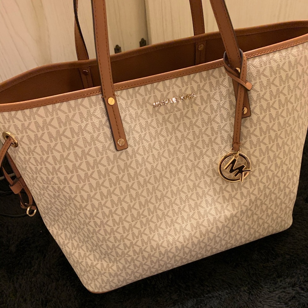 Michael Kors White & Tan Tote Purse